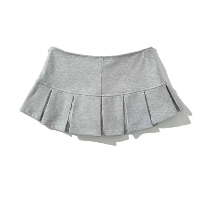 Mooyufon Y2K Mini Skirt for Women - Light Grey Vintage A-line Pleated Skirt