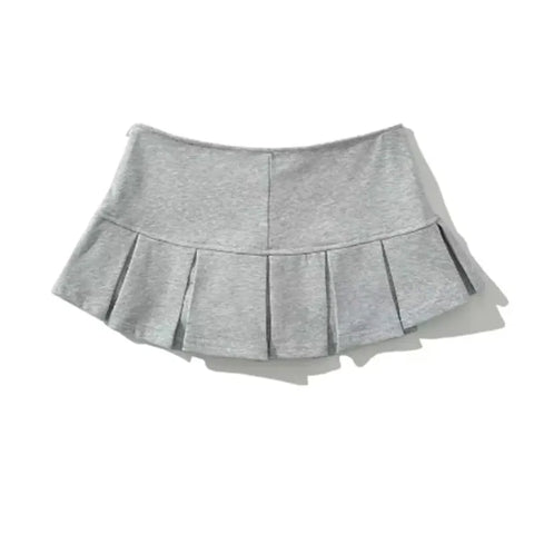 Mooyufon Y2K minirok voor dames - lichtgrijze vintage A-lijn geplooide rok 