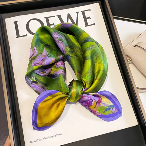 2025 100% Real Silk Scarf - 53cm Square Women's Bandelet