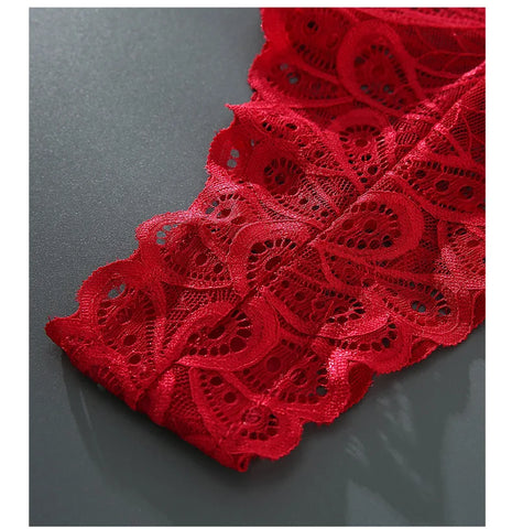 Women's Lace Panties - Elegant Solid Color Transparent Briefs for Women