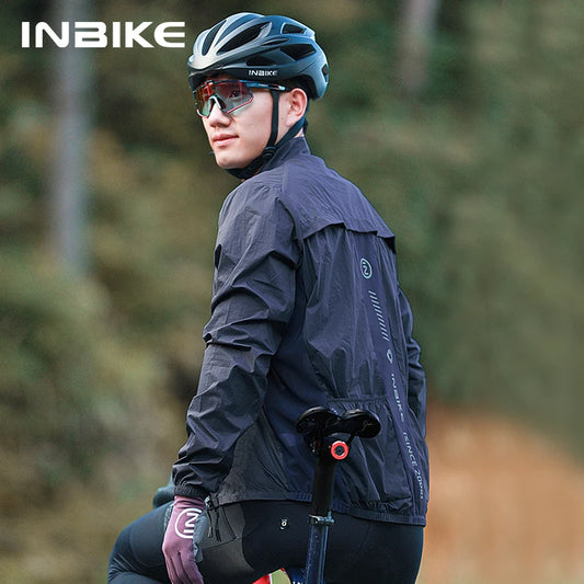 INBIKE Men's Long Sleeve Windproof Cycling Windbreaker Jacket for Road and Mountain Biking