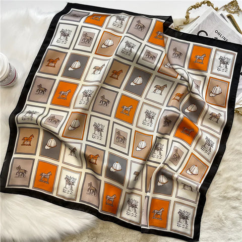 2025 Silk Shawl Cat Print Headscarf