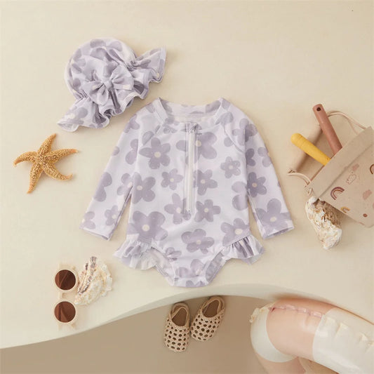 Tregren Toddler Infant Baby Girls Swimsuit with Flower Print