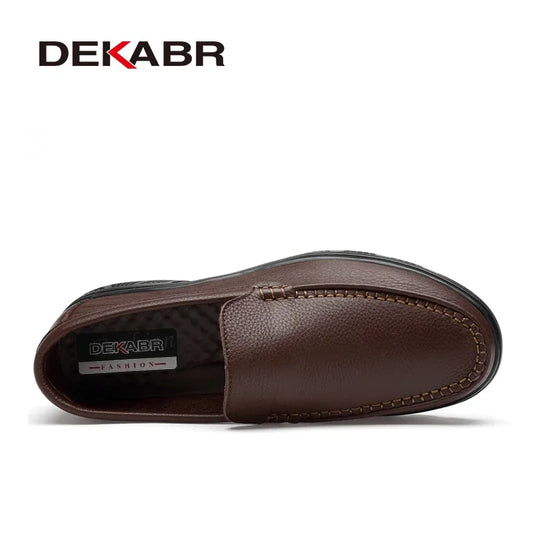 DEKABR Echtes Leder Handgefertigt Atmungsaktiv Bequem Arbeitsschuhe Herren Freizeitschuhe Outdoor Loafer Slip on Herrenschuhe Größe 37-47 
