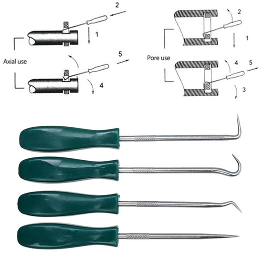 Hot Sale 4 stuks 135mm auto auto voertuig oliekeerring schroevendraaierset O-ring afdichting pakking trekker verwijderaar pick haken reparatiegereedschap voor auto 