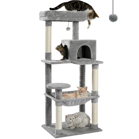 Kattentoren met 5 niveaus voor grote binnenkatten met hangmat en comfortabele zitplaats