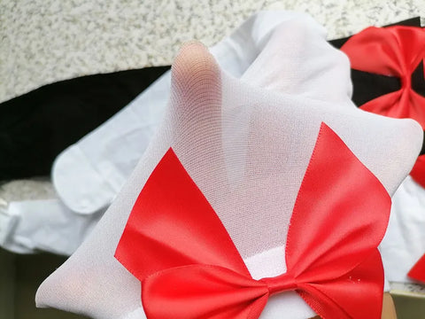 Elegant Women's Pink Bow Stay Up Thigh High Silk Stockings