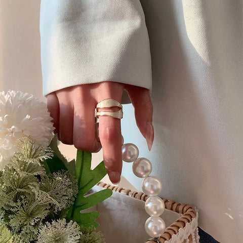 Retro Gold Color Double Oil Drip Open Rings for Women - Luxury Irregular Adjustable Finger Ring 2025