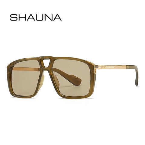 SHAUNA Retro pilotenzonnebril met dubbele brug - UV400-verloop, unisex zonnebril met klinknageldetail
