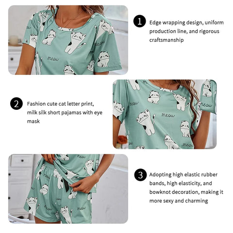 Dames pyjamasets met korte mouwen en nachtkleding 