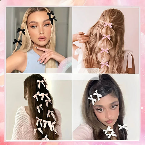 Y2K Girls Mini Hair Clips - Handmade Bow Hairpins and Accessories