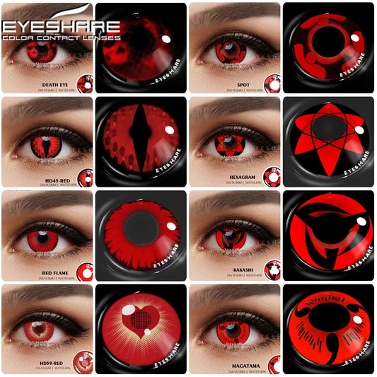 EYESHARE Red Anime Cosplay Contact Lenses