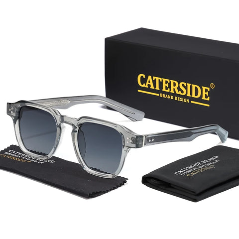 CATERSIDE Klassieke vierkante zonnebril – Core-Insert Temple Luxe UV400 Unisex zonnebril voor reizen, strand en festivals