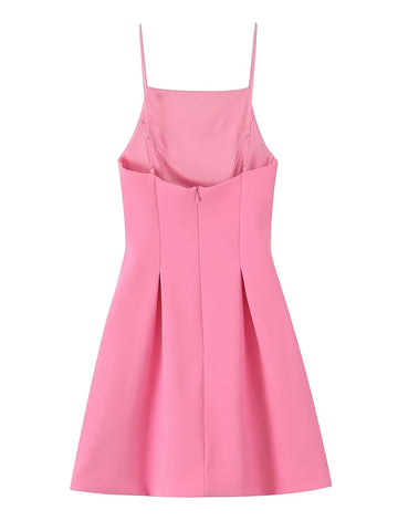 TFMLN Elegante damesjurk met roze spaghettibandjes 
