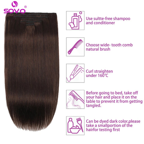 Clip In Human Hair Extensions - Light Brown Honey Ombre