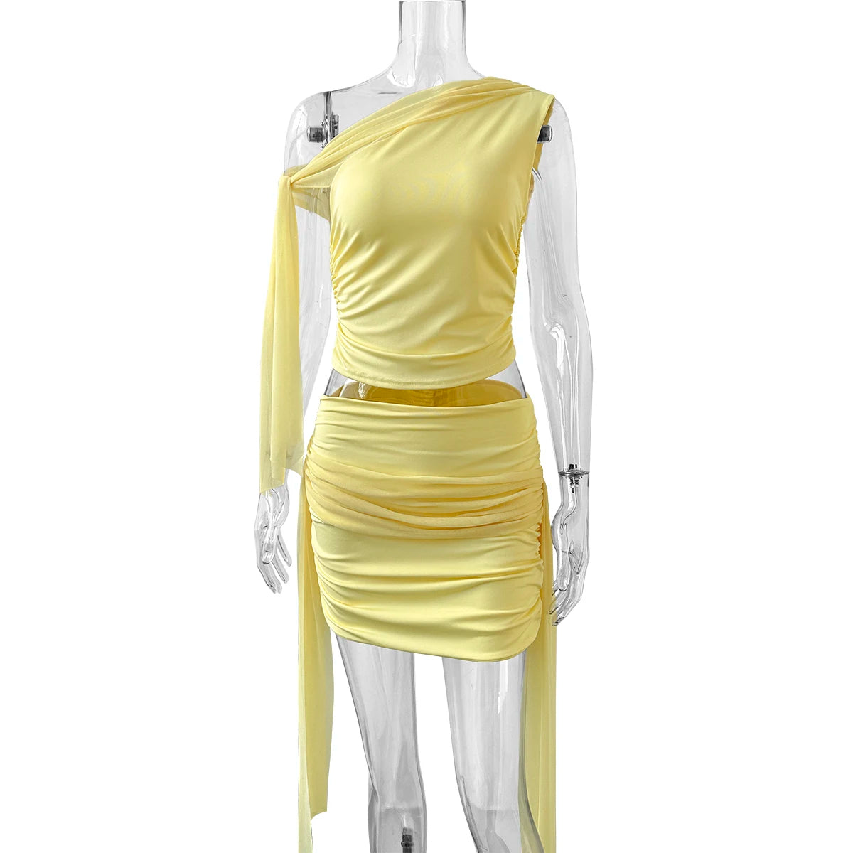 Women's Elegant Pleated Top and Short Skirt Set - Perfect Summer Beach Outfit