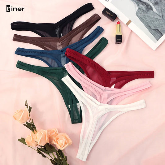 Seamless Thongs for Women – Translucent Mesh T-back Underwear