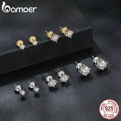 BAMOER Simple Moissanite Stud Earrings – 925 Sterling Silver