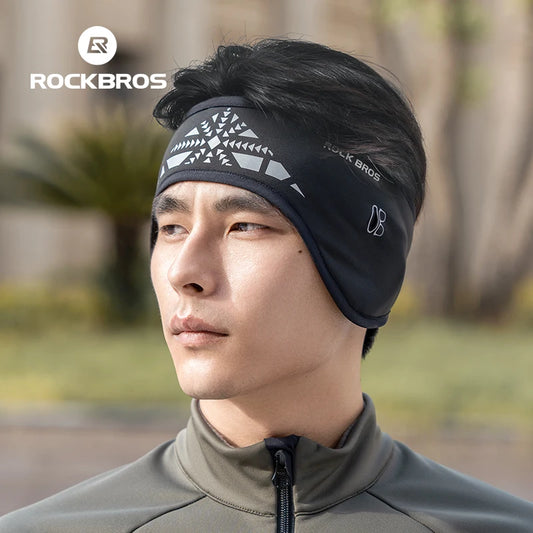 ROCKBROS Outdoor Cycling Headband Ear Warmer for Men - Winter Windproof Earmuffs & Sweatband