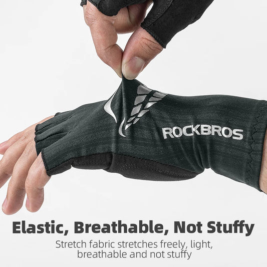 ROCKBROS Zomer Fietshandschoenen met Halve Vingers - Schokbestendige, Antislip, Ademende Vingerloze Fiets Handschoenen