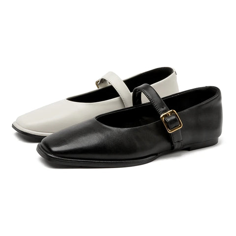 AIYUQI Mary Jane Shoes - Genuine Leather Ballet Flats for Women