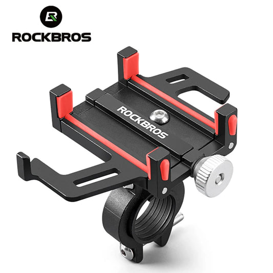 ROCKBROS Motorcycle Phone Holder - CNC Aluminum Alloy Bracket with 360° Rotation