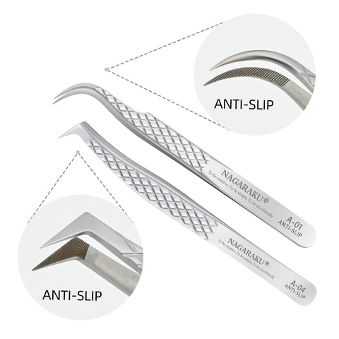 NAGARAKU Eyelash Extension Tweezers - Precision Stainless Steel Makeup Tool