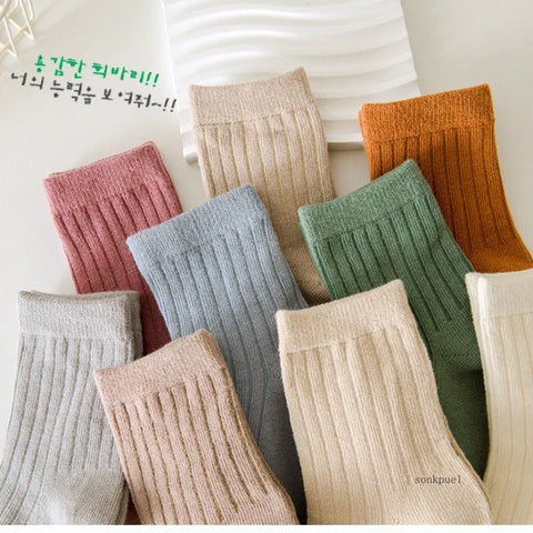 Cute Morandi Color Kids Socks for Autumn & Winter