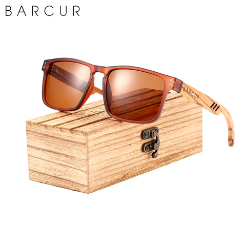 BARCUR Zebra-Temple Wooden Sunglasses – Polarized UV400 Unisex