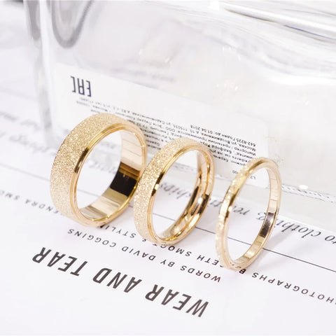 SUNIBI Frosted Stainless Steel Ring for Women – Elegant Gold Finger Ring for Fashion and Weddings