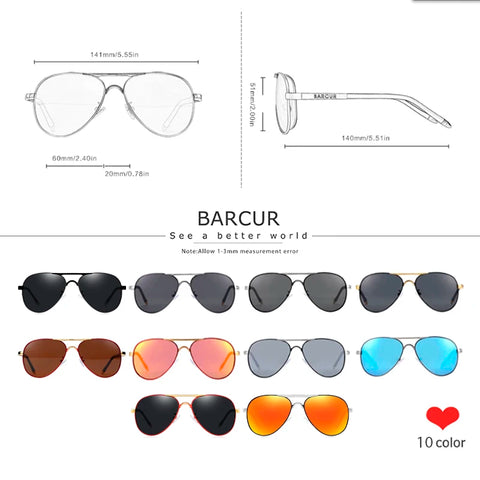 BARCUR Classic Pilot gepolariseerde zonnebril – UV400 unisex pilotenzonnebril