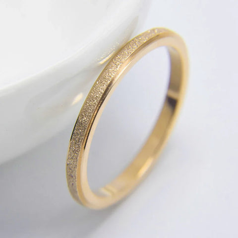 SUNIBI Frosted Stainless Steel Ring for Women – Elegant Gold Finger Ring for Fashion and Weddings