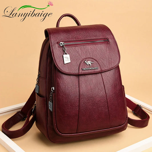 Vintage Soft Leather Women's Backpack - 5 Colors