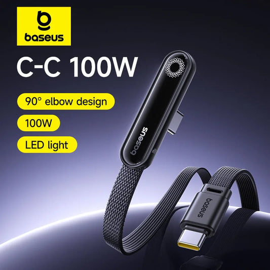 Baseus MVP3 100W USB C Elbow Cable - Fast Charging for iPhone 16/15 Pro Max & MacBook Pro