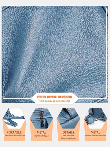 Zency Genuine Leather Women's Fashion Backpack - High Quality Stylish Satchel for School & Travel