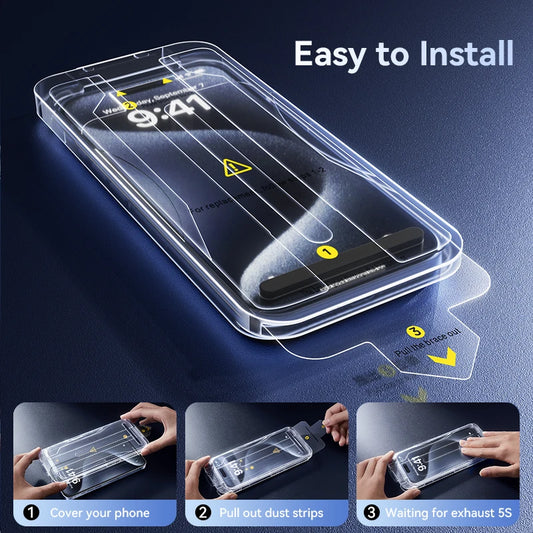 Joyroom HD Tempered Glass Screen Protector for iPhone 15 Pro Max – Quick Install, 1/2/3pcs Options Available