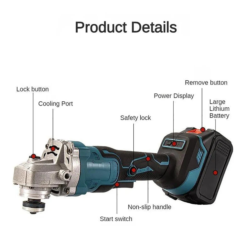 125mm bürstenloser elektrischer Winkels chl eifer 3 Geschwindigkeiten Akku-Schleif maschine Holz bearbeitungs werkzeug für Makita 18V Batterie