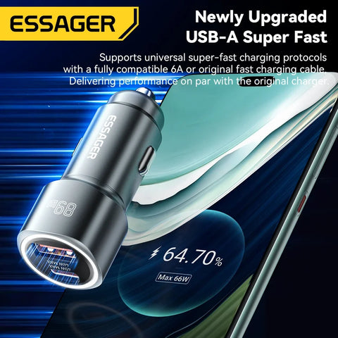 Essager USB C Car Charger 89W - Super Fast PD & QC 3.0 Charging for iPhone 15, Xiaomi, Huawei, OnePlus, Realme