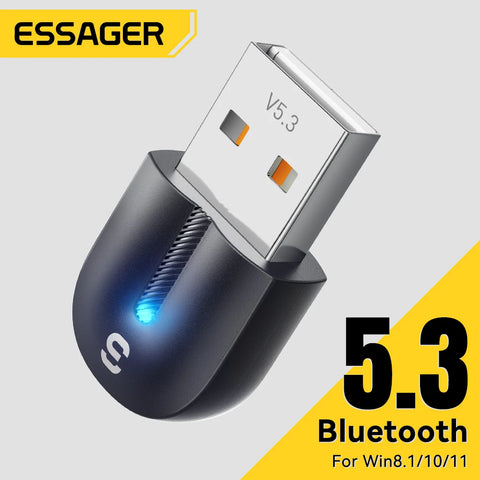 Essager Bluetooth 5.3 USB Adapter Dongle for PC & Laptops – Connect Speakers, Mice & Keyboards Wirelessly