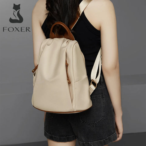 FOXER 2025 Women’s Fabric Backpack - Fashion Top-Handle Schoolbag
