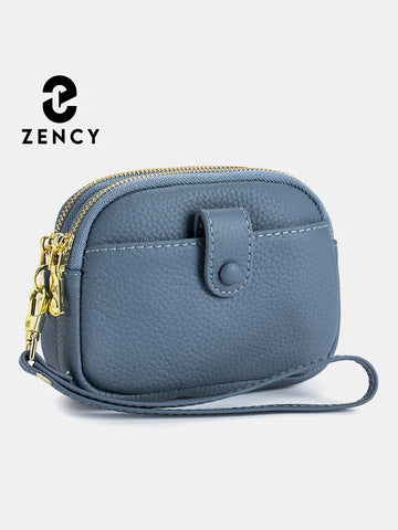 Zency Classic Women's Blue Soft Wallet - Large Capacity Zipper Coin Purse