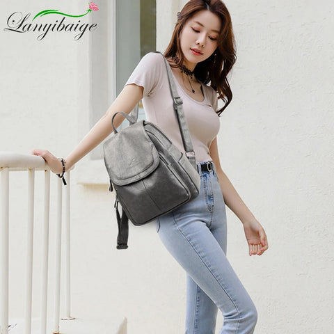 Stylish Large Capacity Leather Backpack Purse for Women