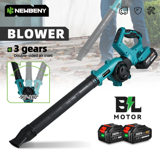 NEWBENY 3-Speed 350km/h Electric Leaf & Snow Blower – 270° Adjustable Cordless Blower Tool for Makita Battery Pin
