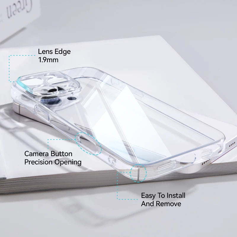 Joyroom iPhone 16/15 Pro Max Case - Crystal Clear, Anti-Yellow Lens Protection, Durable PC Cover