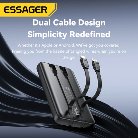 Essager 22.5W Power Bank – 20000mAh Dual-Cable, 4-Device Charge