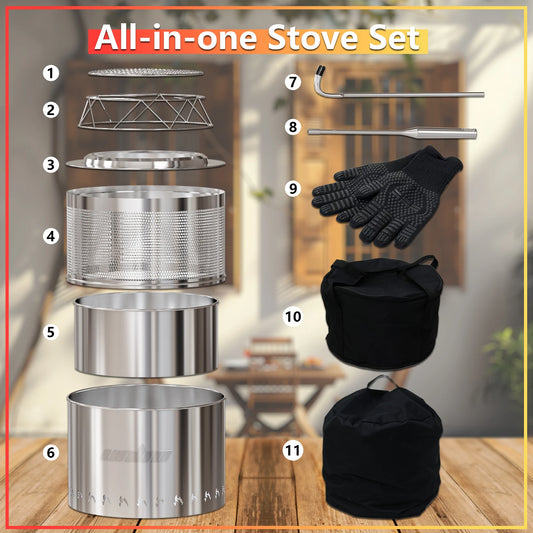 Portable Stainless Steel Fire Pit for Camping and Backyard