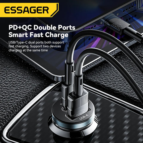 Essager 30W USB C Car Charger - Fast PD QC 3.0 & SCP 5A for iPhone, Xiaomi, Samsung