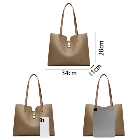 Luxury Soft Leather Women's Tote Bag - Large Capacity & Trendy Design