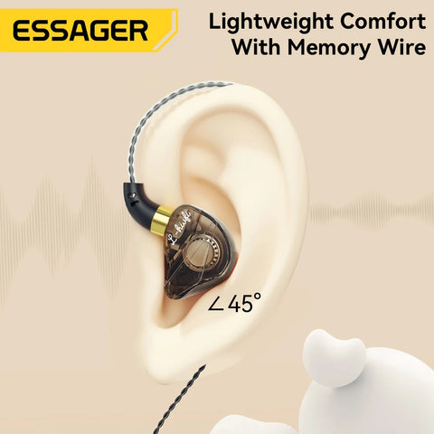 Essager HiFi In-Ear Type C Headphones with Bass, Noise Cancelling, and Mic for Sports & Gaming