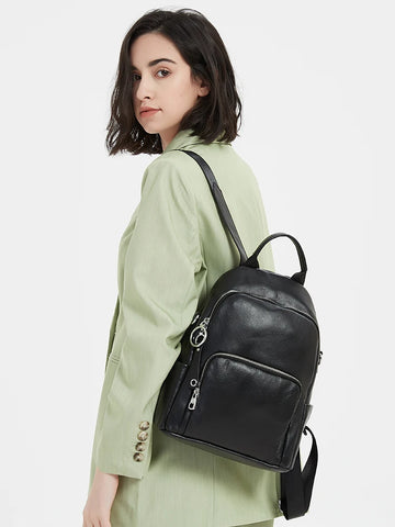 Zency Anti-Theft First Layer Leather Backpack for Women
